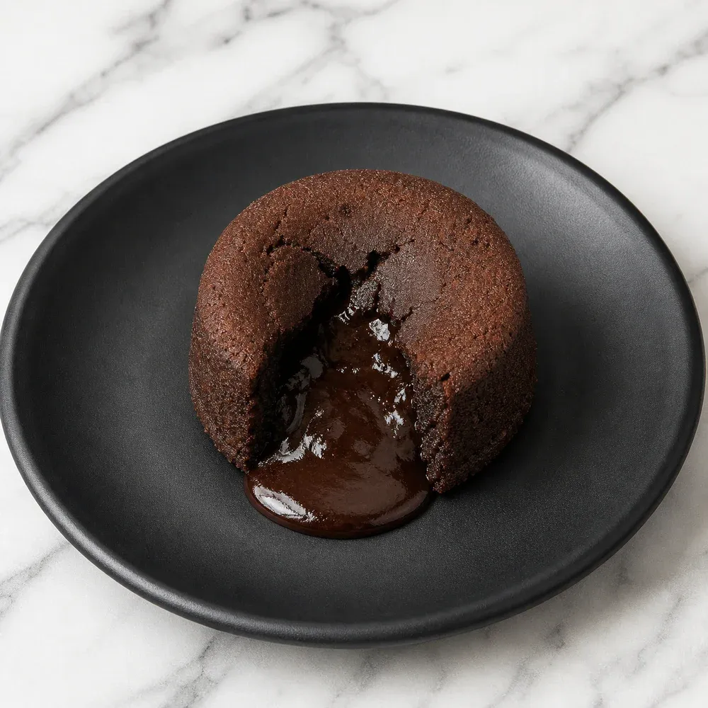 A warm chocolate cake with a molten center.