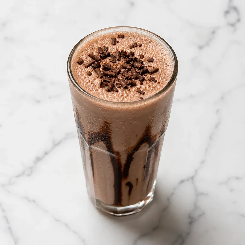 A rich chocolate milkshake.