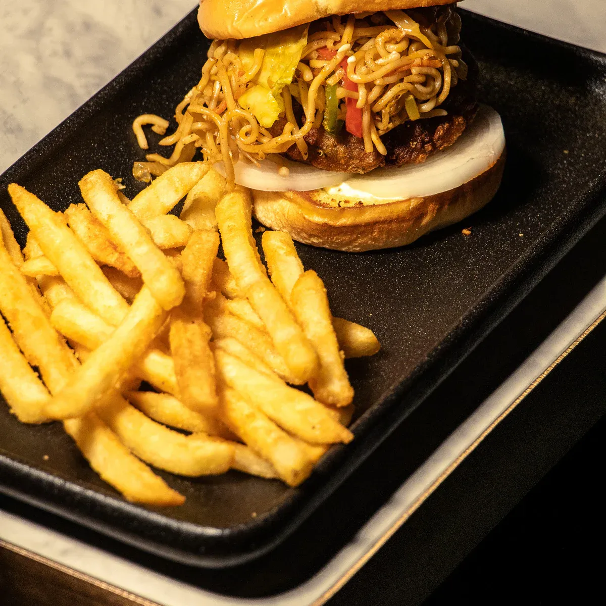 Crispy fried chicken served with fries or salad.