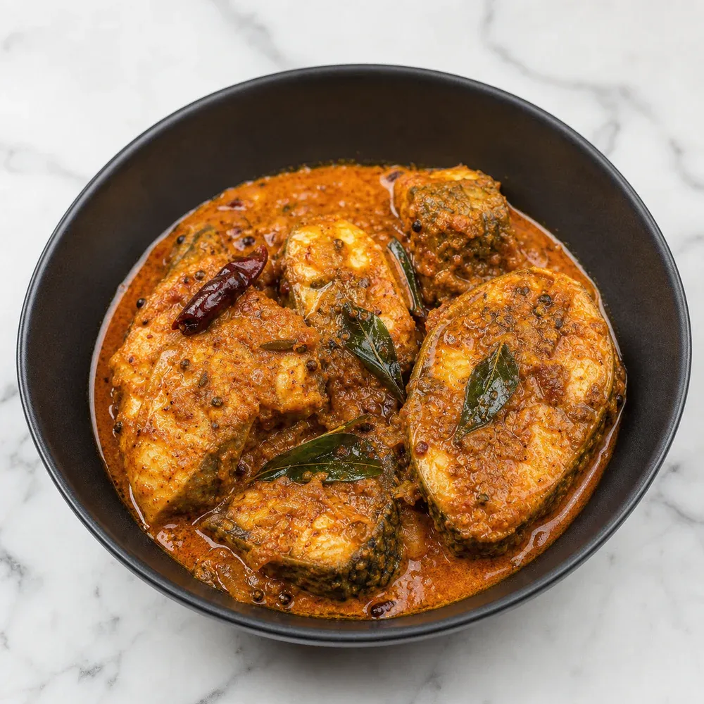 Fish cooked with home-ground Chettinad spices.