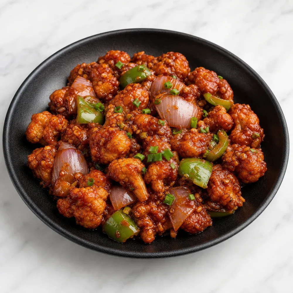 Tempura cauliflower tossed with onions and bell peppers in the chef's special sauce.