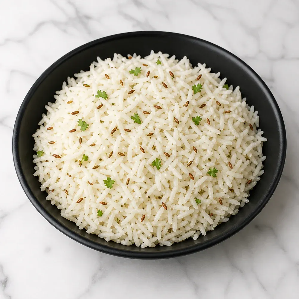 Basmati rice tempered with cumin.