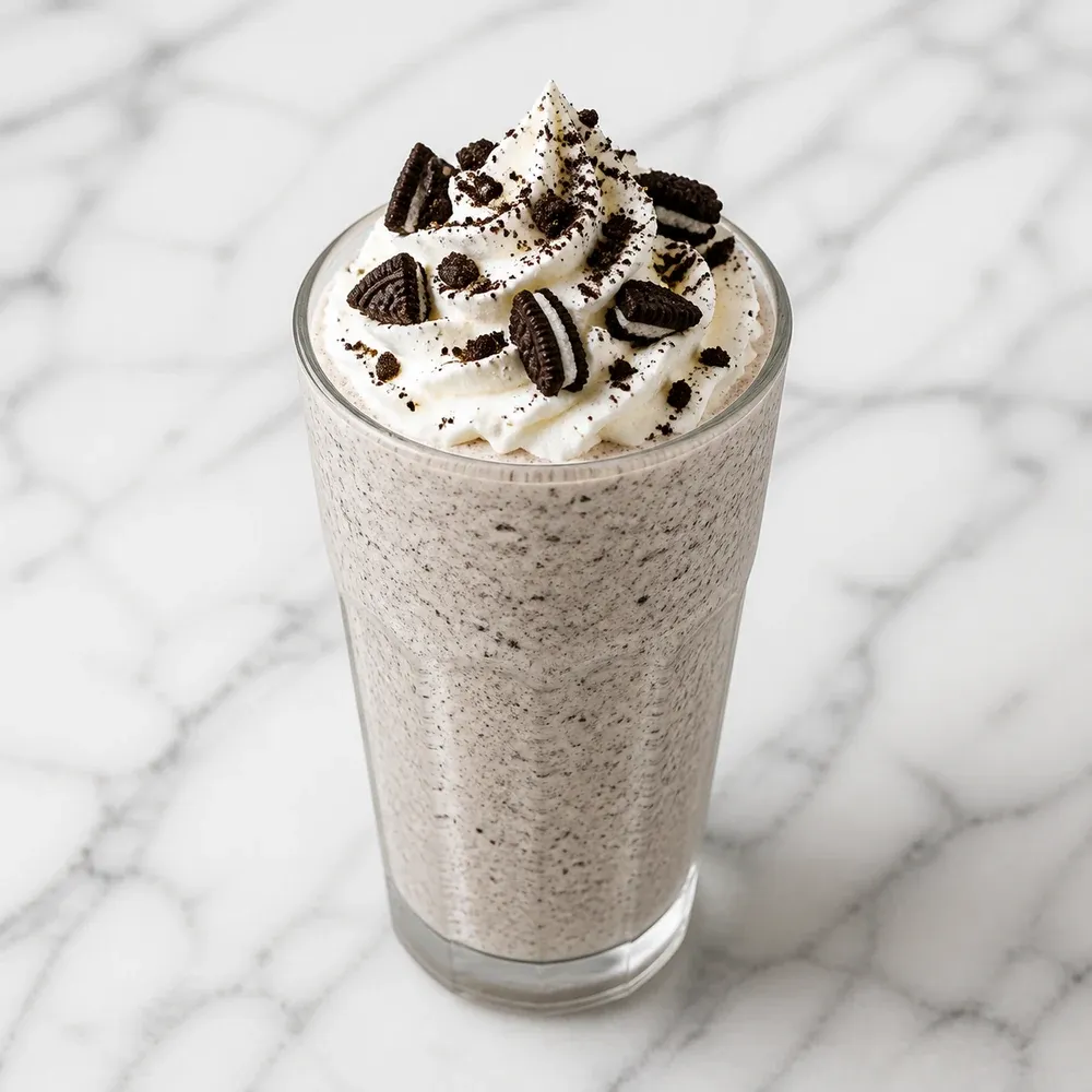 Creamy milkshake blended with Oreo cookies.