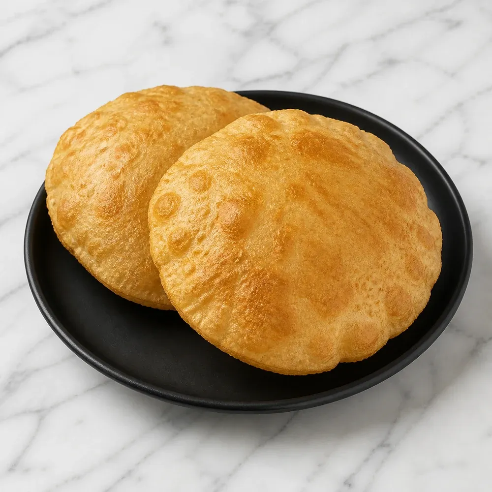 Fluffy fried bhatura served as a side.